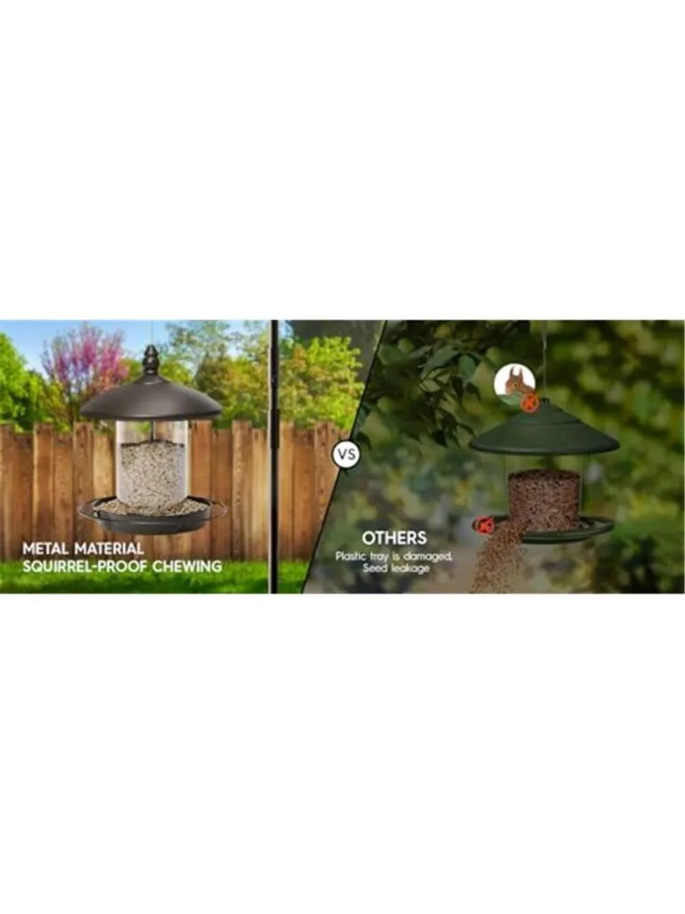 New Pack of 2 - Metal Roof Bird Feeder for Backyard Birds, Bronze